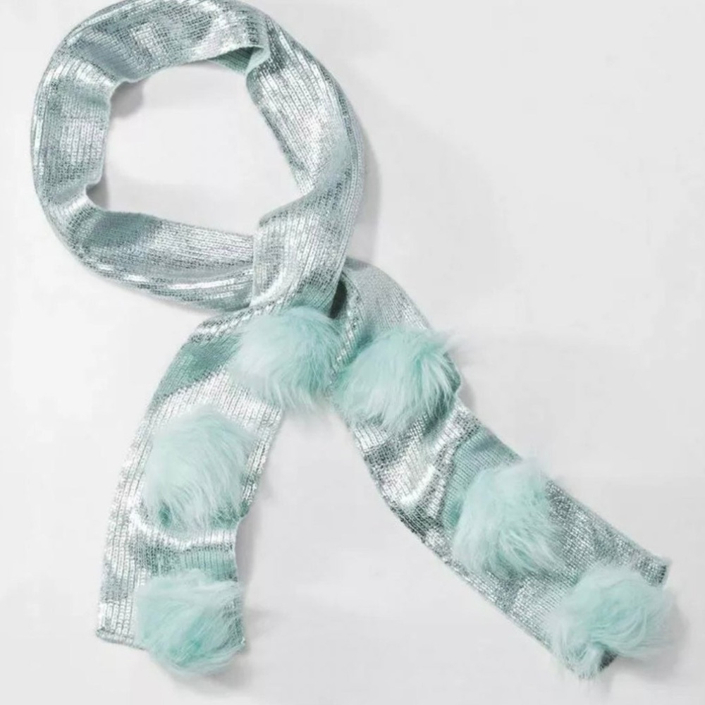 Cat & Jack Pom Pom turquoise scarf